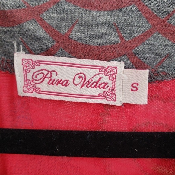 Pure Vida Small Knit Tie Back Dress Boho Peasant Patchwork Geometric V Neck - Picture 4 of 15